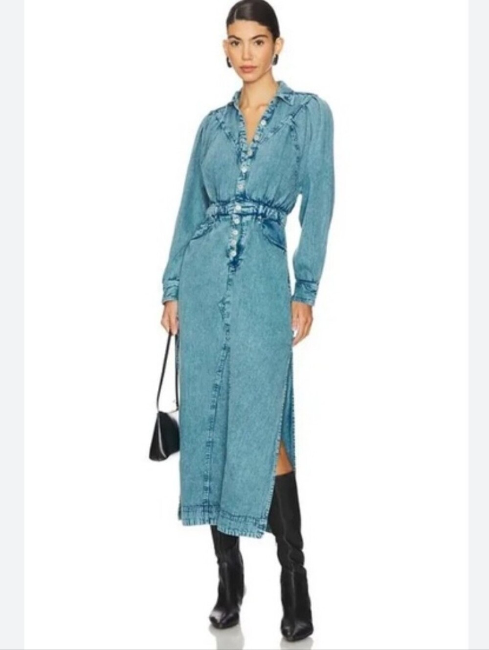 NWOT Free People mad love small denim midi dress in Skyfall. Size M